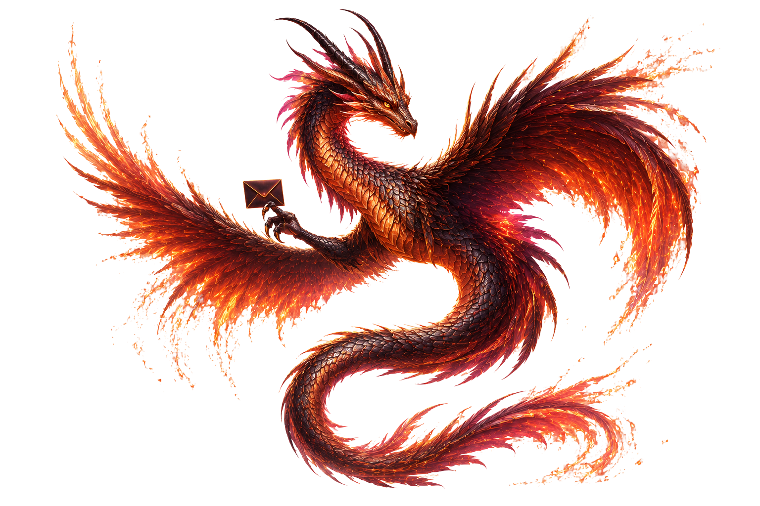 Dragon carrying an envelope